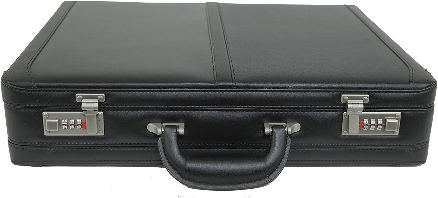 Alpine Swiss Mens Expandable Leather Attache Briefcase Dual Combination Locks - Image 4